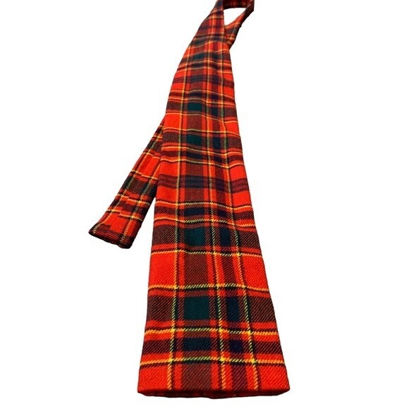 Vintage Wool Plaid Square Bottom Necktie 1970s - Picture 3 of 8